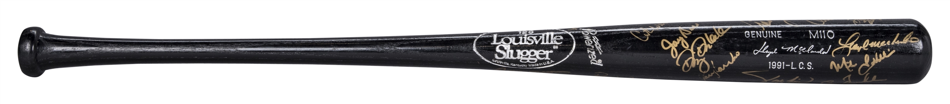 1991 Lloyd McClendon League Championship Series Multi-Signed Louisville Slugger Bat With 25 Signatures (Beckett)